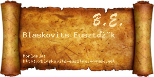 Blaskovits Euszták névjegykártya